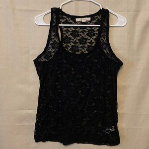 XXI Black lace tank top size large. Perfect for layering. Lovely rose pattern.
